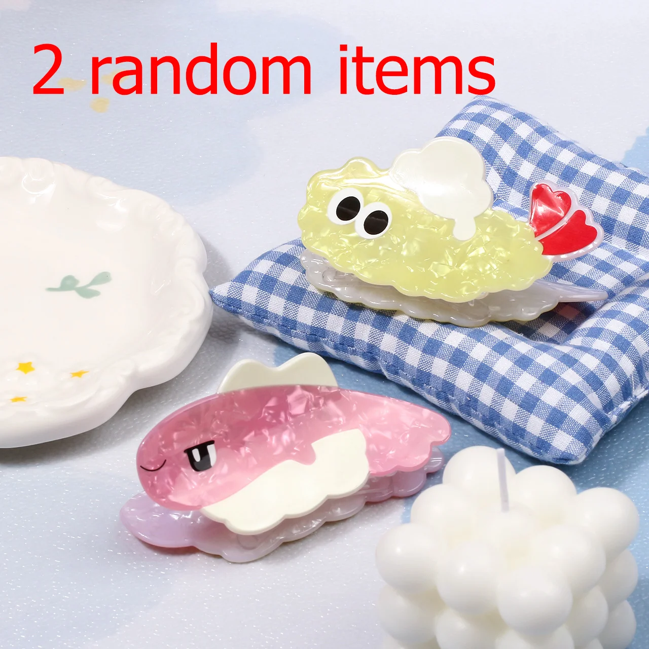 Pinzas de Pelo con Forma de Pez Kawaii, Accesorios de Pelo de Acrílico con Dibujos Animados para Niñas, Pinzas de Pelo de Color Pastel con Forma de Pez