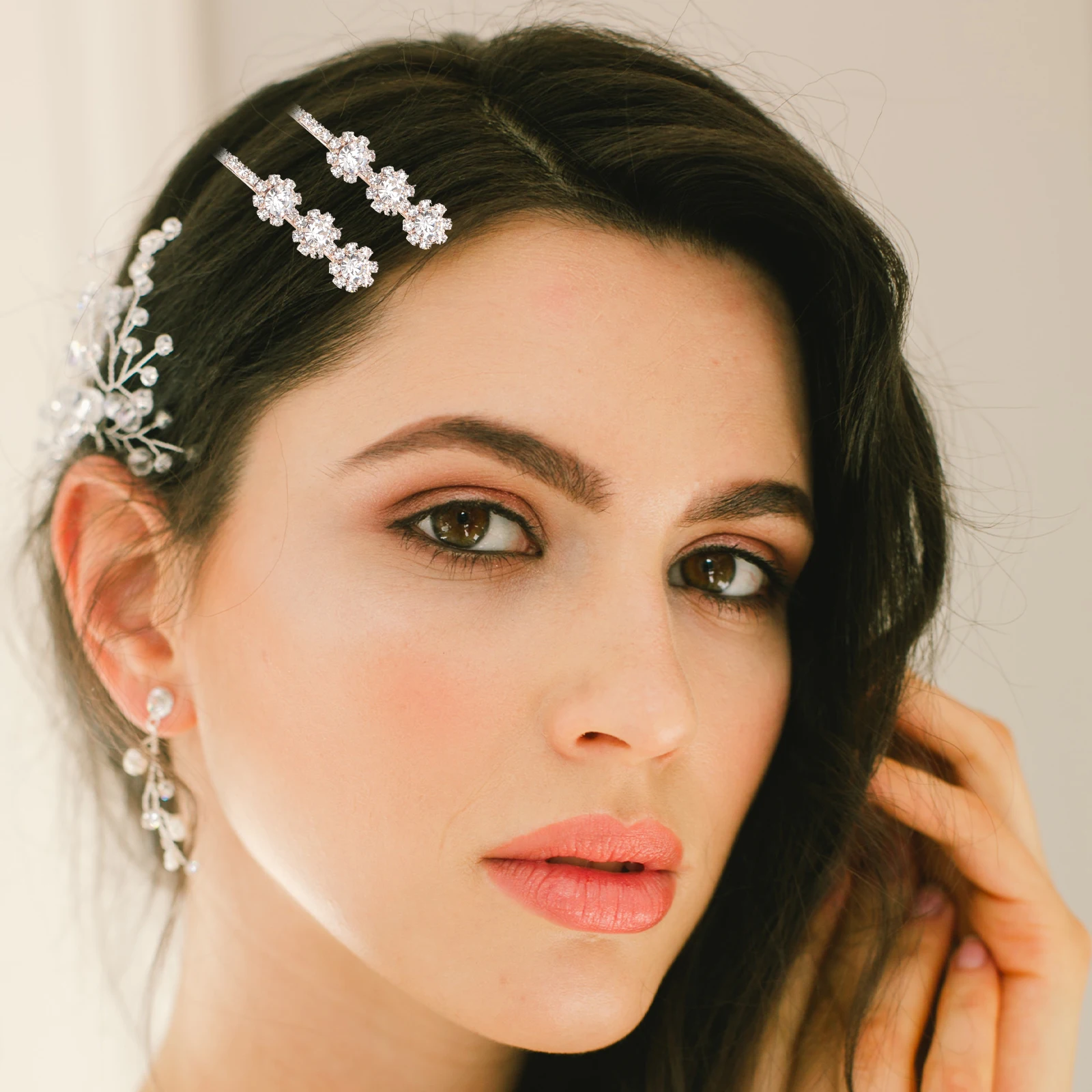 

8 pcs Rhinestone Hair Clip Pearl Drill Pins Women Girls Fashion Barrettes Hairpin Accessories Wedding Party Daily Stylish