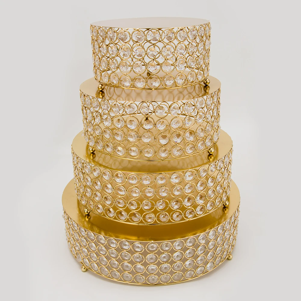 

4 Pcs/Set Wedding Decorating Cake Tools Gold Metal Cake Stand Set