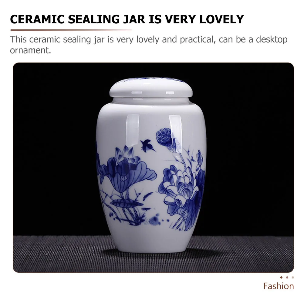 

Blue and White Porcelain Tea Canister Household Ceramic Storage Jar Multi-Function Desktop Storage Container
