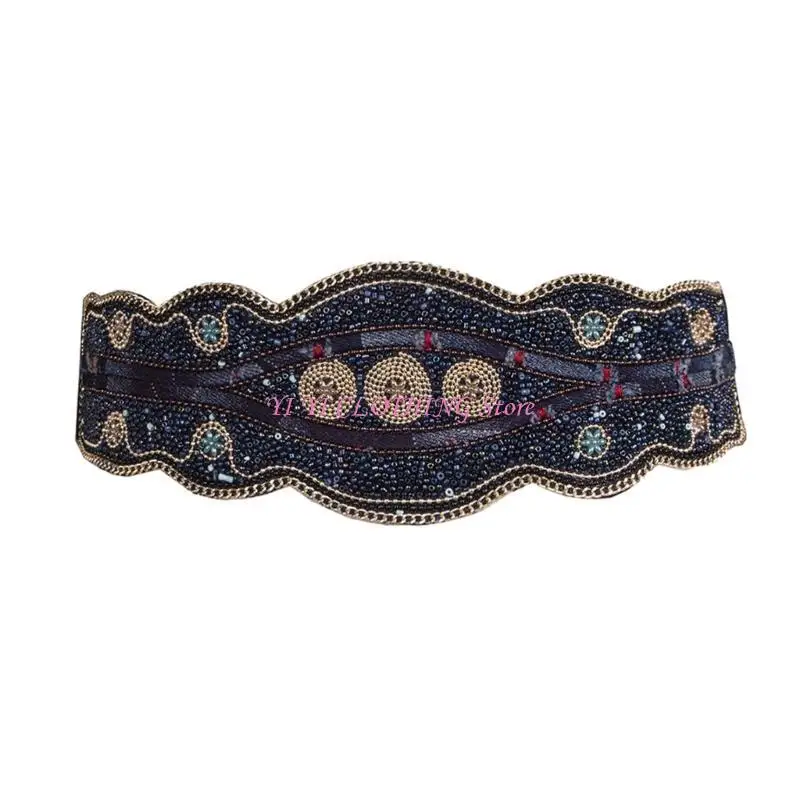 n5kf-ターコイズビーズコルセットベルト女性用エスニックスタイルガードルベルトワイドウエストバンド