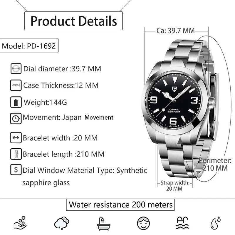 Новые мужские часы PAGANI DESIGN, автоматические дайверские мужские часы, водонепроницаемые механические наручные часы из нержавеющей стали с сапфировым стеклом 2025