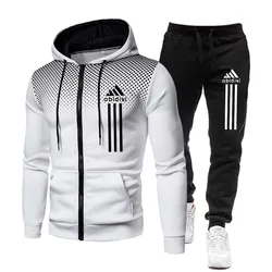 2024 Mens Zipper jacket Hoodies and Sweatpants High Quality Male Outdoor Casual Sports Jogging Suit Gym warm Tracksuit