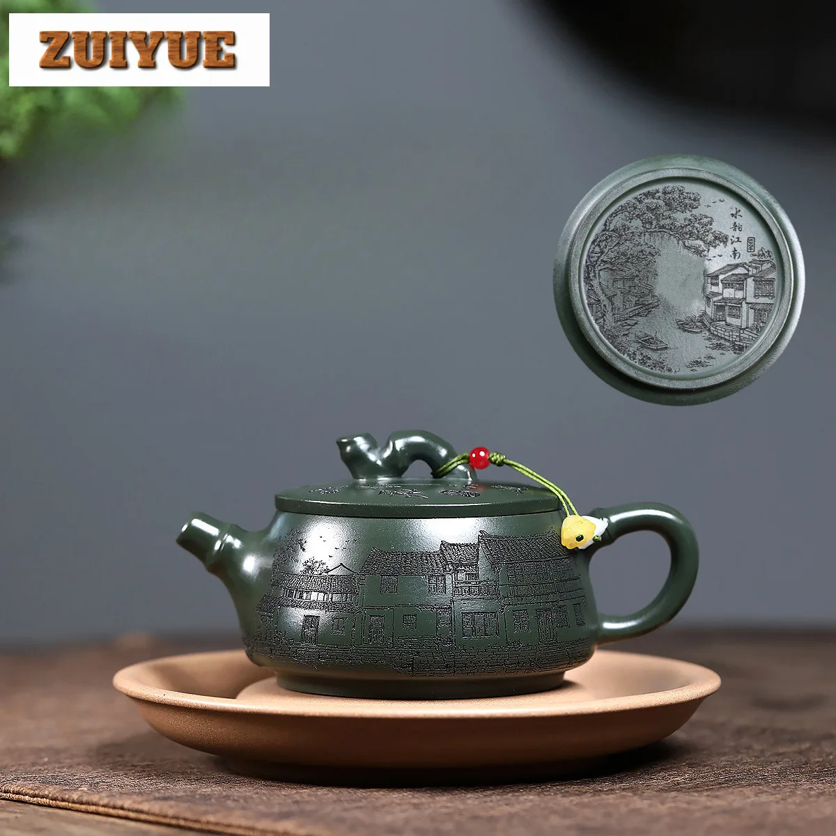 

250ml Yixing Purple Clay Teapots Handmade Large Caliber Pot Raw Ore Blackish Green Mud Tea Soaking Kettle Filter Zisha Tea Set