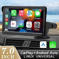 Hippcron CarPlay 안드로이드 자동차 라디오 멀티미디어 비디오 플레이어, 7 인치 휴대용 터치 스크린, USB AUX 포함, 후면 보기 카메라용