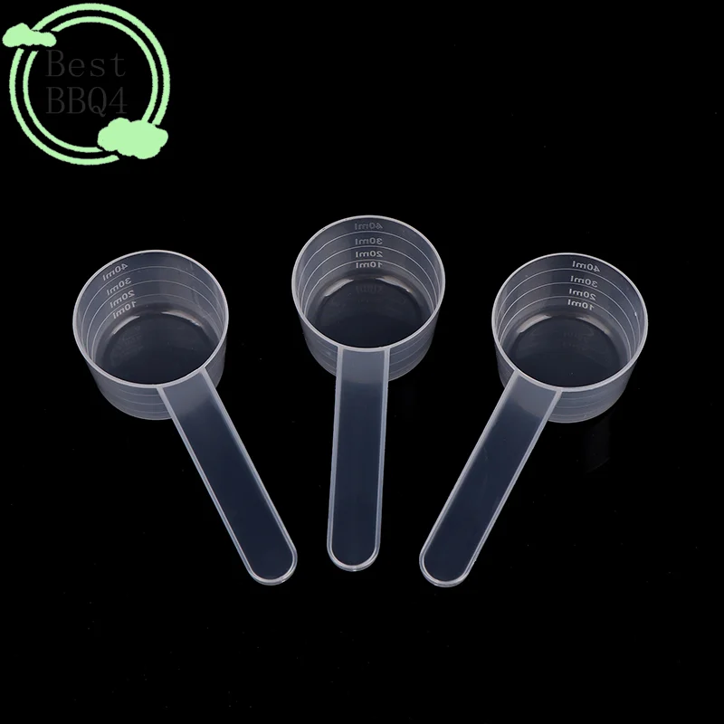 (BBQ4)10Pc 40ML 20g Flat Bottom Graduated Measuring Spoon With Scale Transparent Plastic Kitchen Baking Spoon Tableware