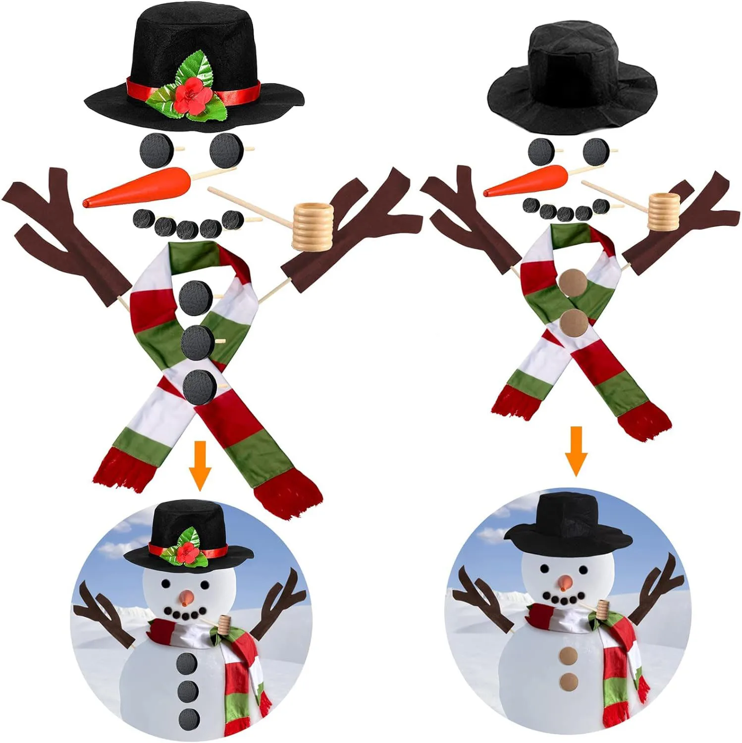 Kit Snowman Decoration Making Kit Christmas Snowman Dress Up Suit Eyes Toy Gift For Garden Snow Man Decorating Craft Accessories