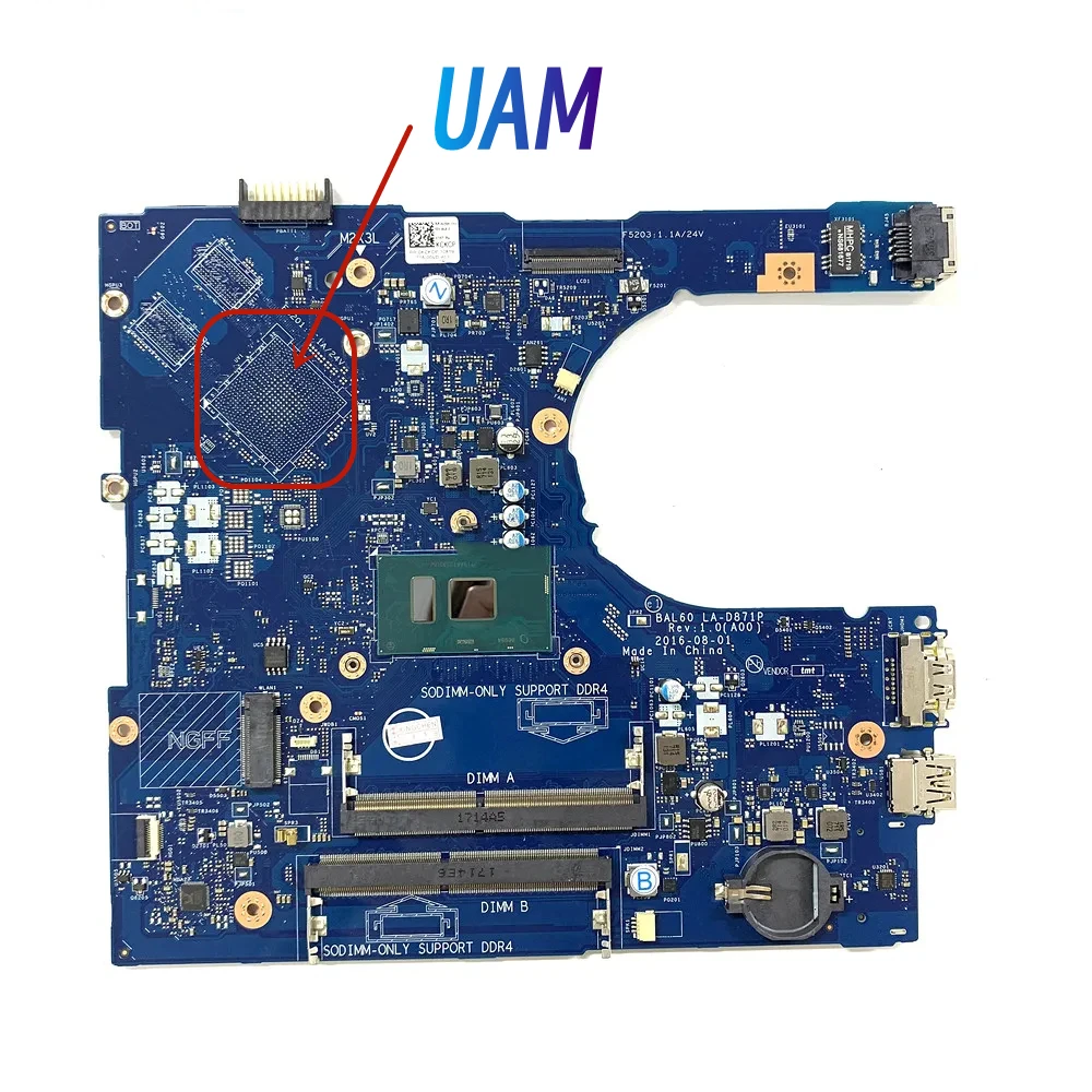 BAL60 LA-D871P For Dell Inspiron 14 5468 15 5568 5566 Laptop Motherboard CN-00YP25 With I3 I5 I7 CPU UMA/R7 M340 2GB GPU DDR4