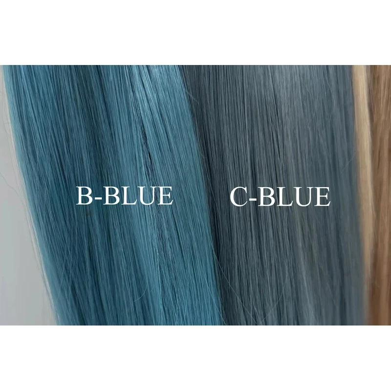 Pelucas azules cenizas para mujer, peluca con malla frontal 13x4, pelucas sintéticas largas y rectas de 26 pulgadas, peluca de Cosplay de fibras súper suaves resistentes al calor