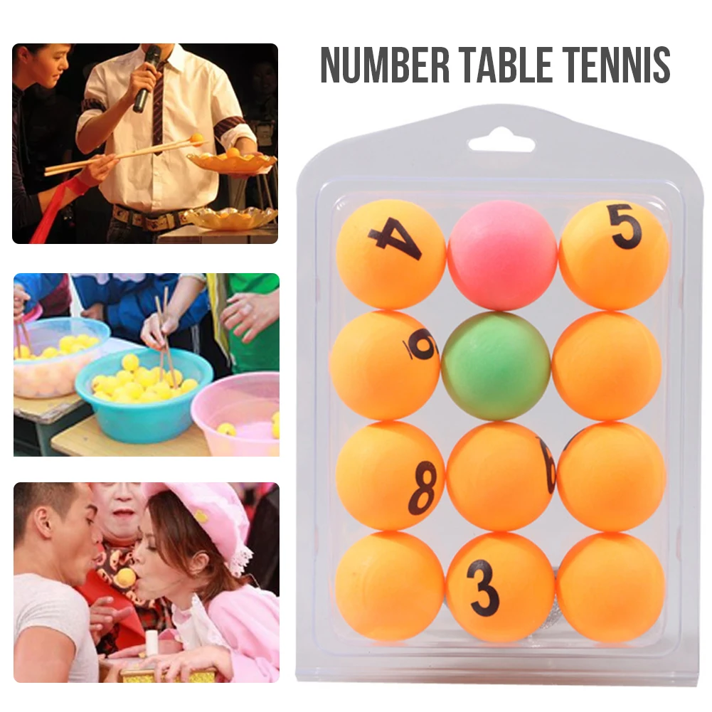 12PCS Color Number Table Tennis Professional Ping-Pong Ball Numbered Beer Pong Raffle Ball For Table Tennis Training Games 40MM