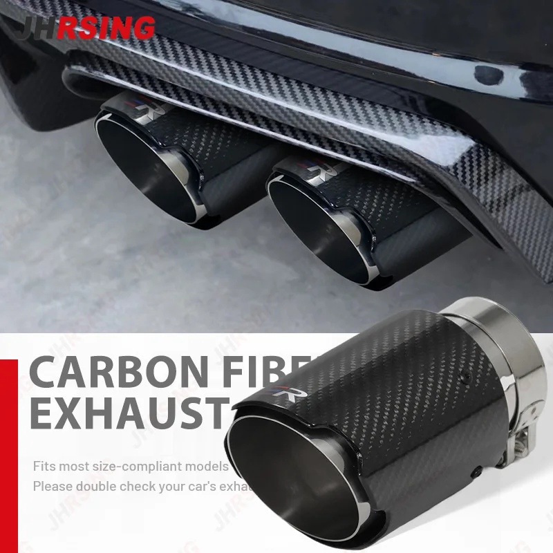 1PCS Upgrade Carbon Fiber Exhaust Tips  Universal Car Decoration Nozzles Muffler stainless steel tail pipe Modify ER logo