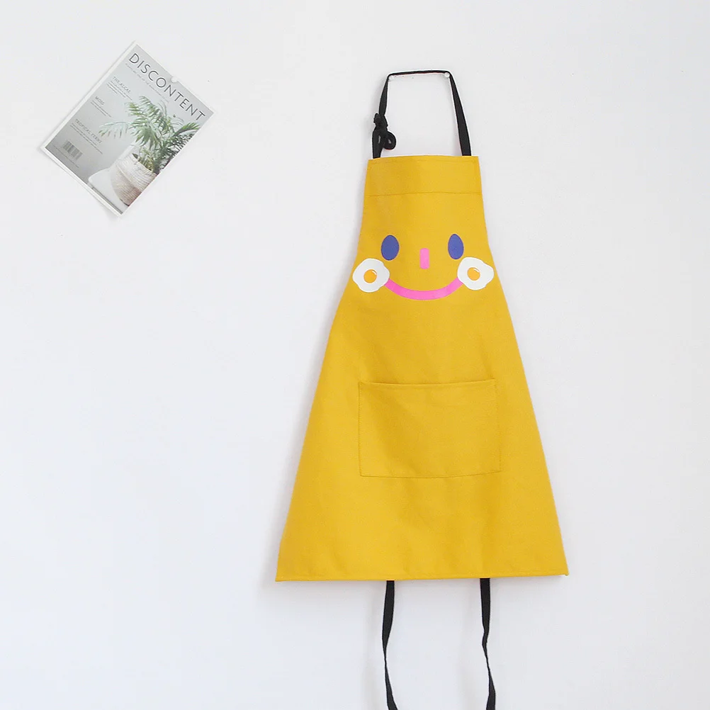 

Parent- Apron Adjustable Chef Kitchen Smock With Pocket Big Eyes Design Yellow L Size For Cooking Grilling Bbq