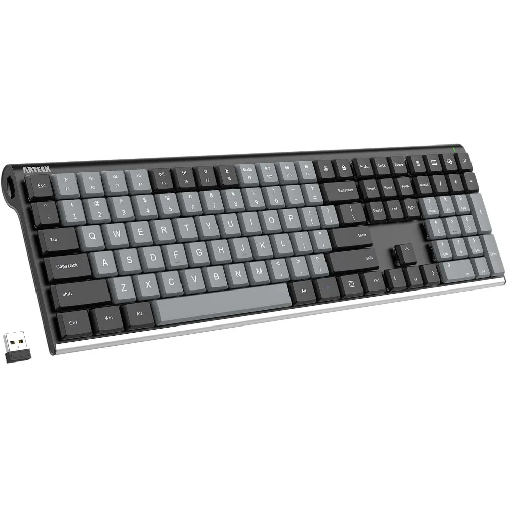2.4G USB Wireless Mechanical Keyboard with Brown Switches, Low Profile Design, Rechargeable Battery