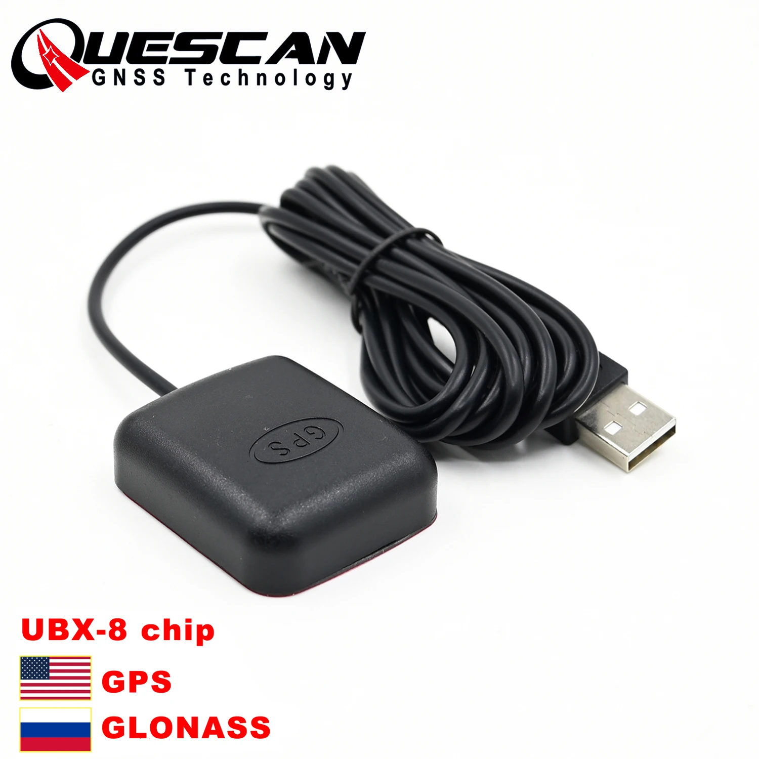 Quescan Dual-Mode Android USB GPS GLONASS Antenna NMEA0183 USB GNSS Receiver for Windows Linux RPI Andriod, UBX-M8 Chipset