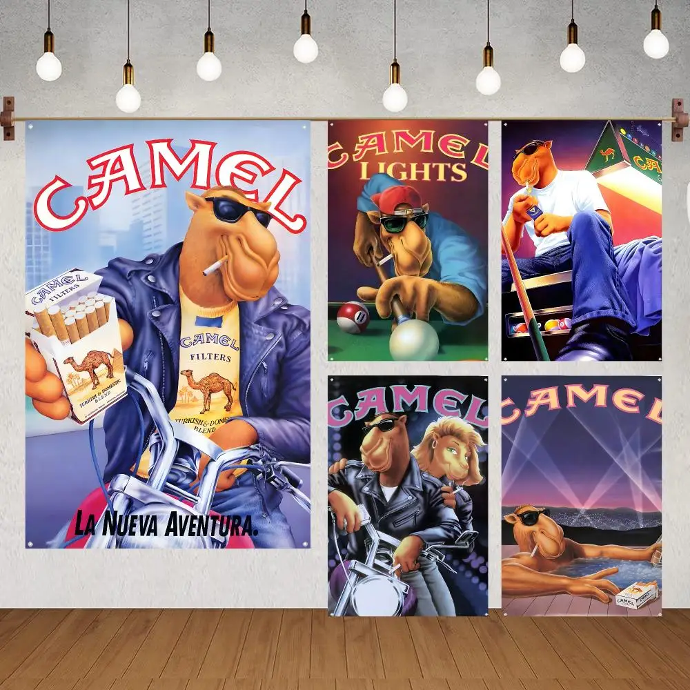 logo Logo Tobacco Camel Flags for indoor decoration with no edging and four corner rings for easy hanging