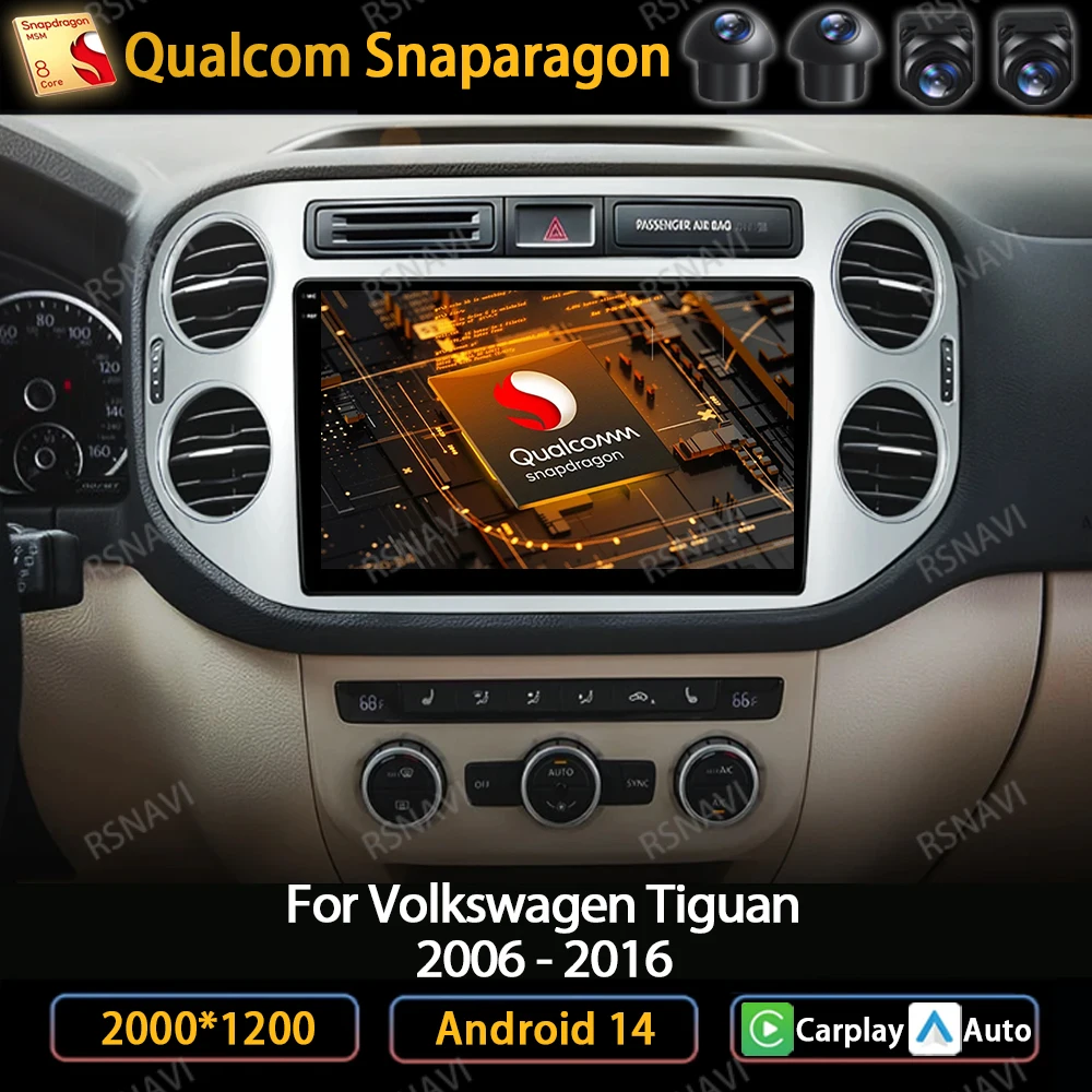 

Android 14 Car Radio For Volkswagen Tiguan 1 NF 2006 - 2016 Multimedia Video Player Navigation GPS 4G WIFI Carplay Auto QLED DSP