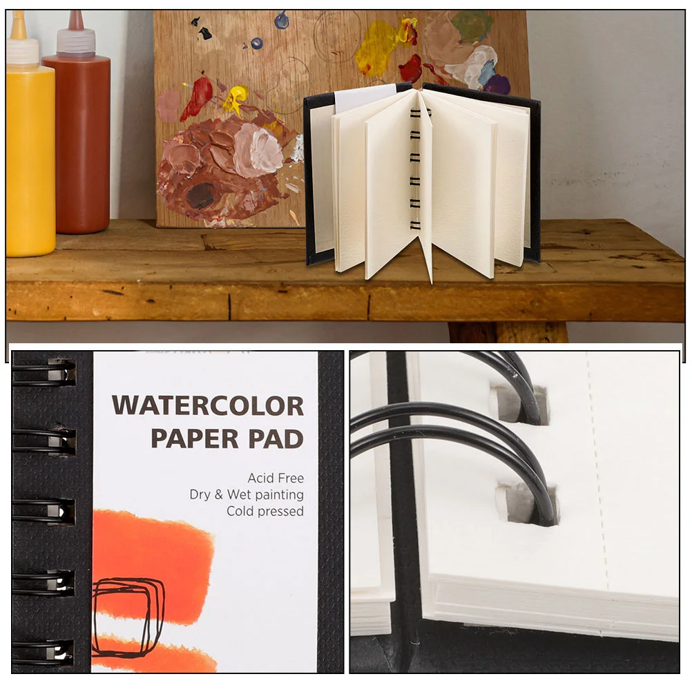 

2Pcs Watercolor Pad Coil Binding Sketchbooks for Drawing Student Artist Aesthetic Paper Pad Long-Lasting Vibrant Art Creation