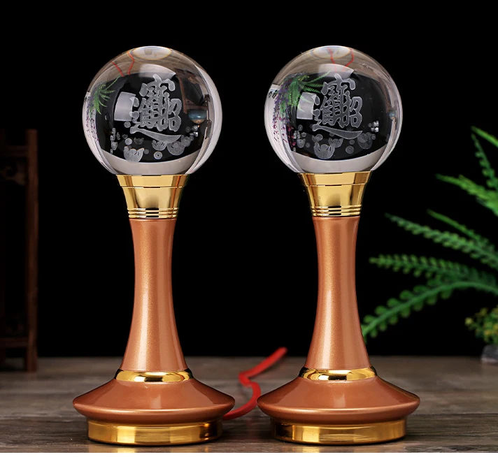 A PAIR 2PCS large high grade Buddhism ZHAO CAI God of wealth worship LED lamp HOME SHOP shrine enshrine bring in wealth money