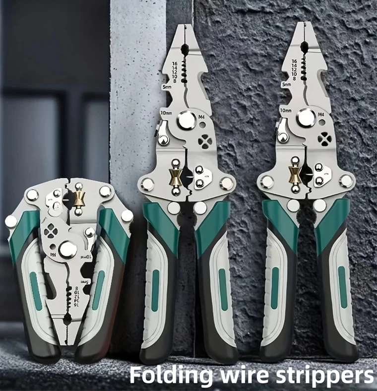 Electrician Pliers For Stripping Splitting Cutting Wires Professional Tool Foldable Multi Function Wire Stripper Crimper  Cutter