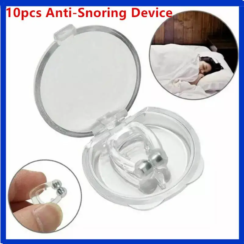 Réinitialisation anti-ronflement magnétique en silicone avec étui, dispositif de protection de l'apnée de la nuit, améliore l'aide au sommeil, arrêt de ories facile, 10 pièces