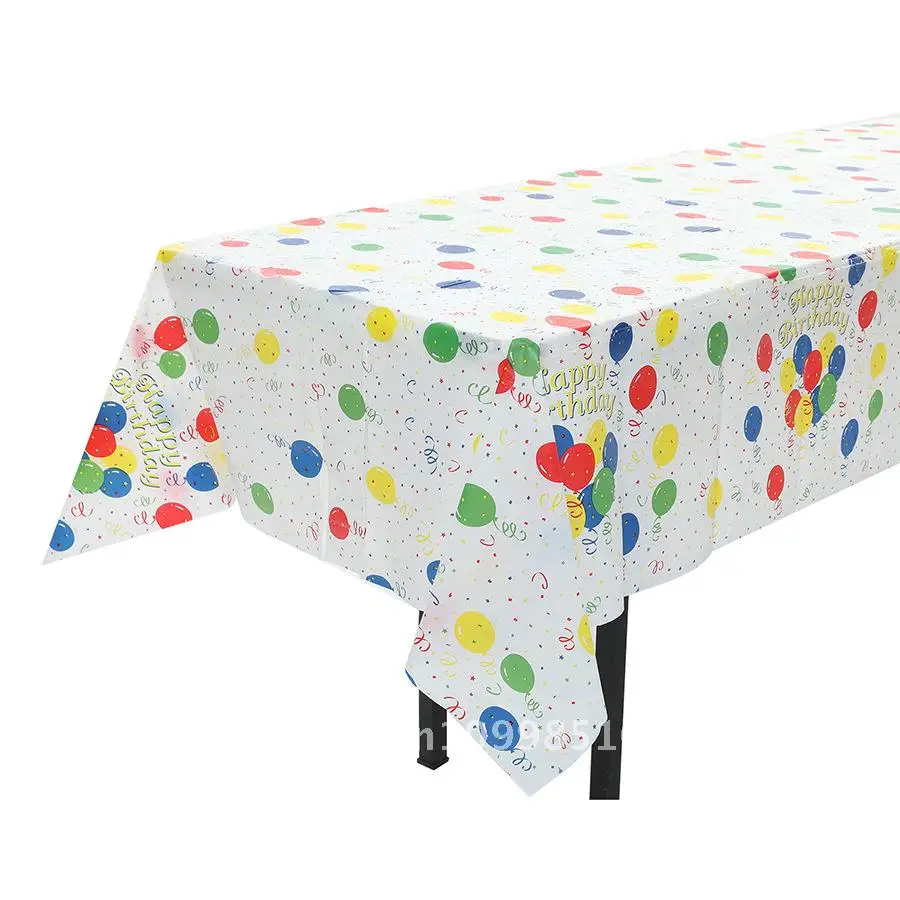 

Birthday Disposable Tablecloth Balloon Style Colorful Thickened Plastic Picnic Party Tablecloth