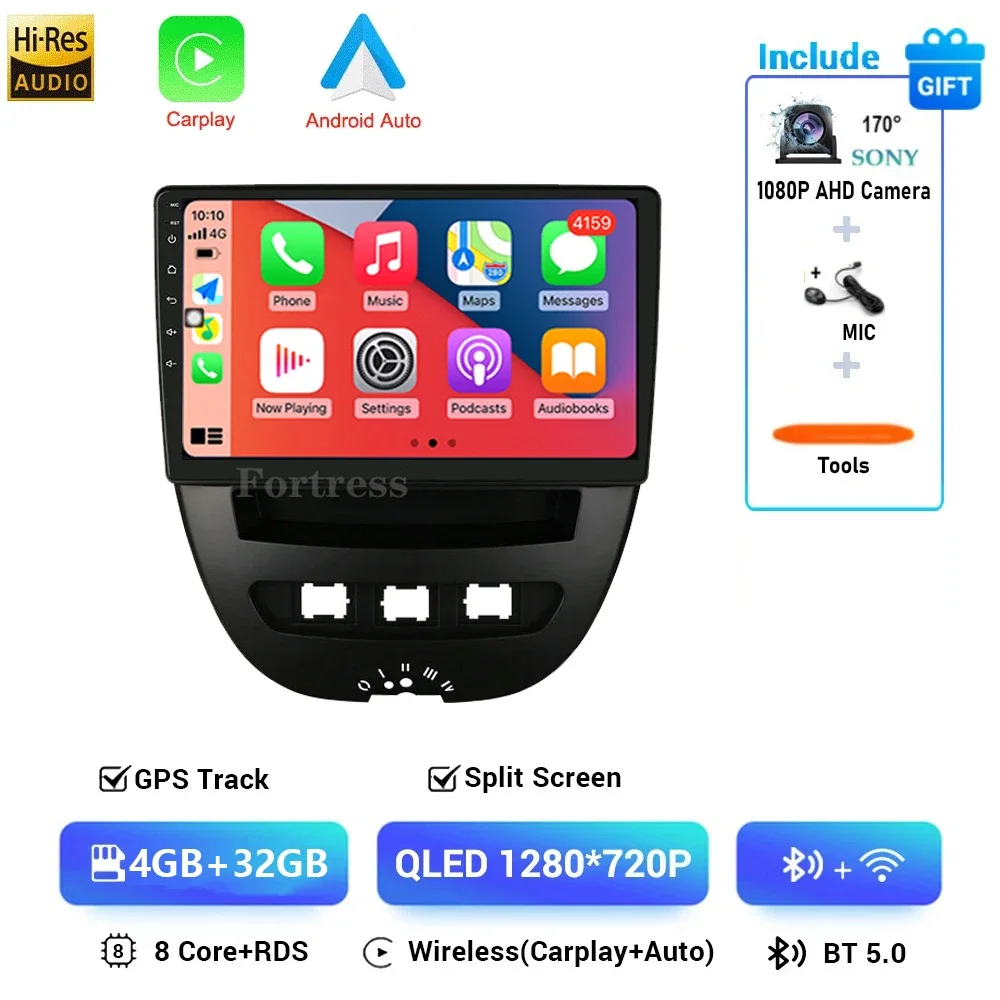 Android 16 2 Din Auto Multimedia Speler Voor Peugeot 107 Toyota Aygo Citroen C1 2005-2014 Head Unit Stereo GPS navigatie BT WIFI