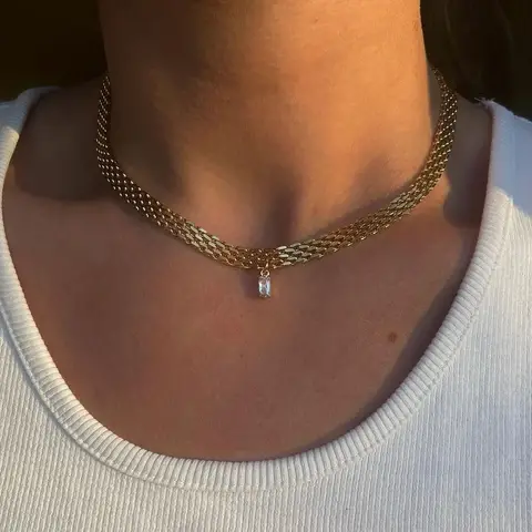 2025Classic Snake Gold-plate Cube Chain Roll Collana per le donne Ampio pendente in cristallo cavo Magic Bitcoin Collane Gioielli