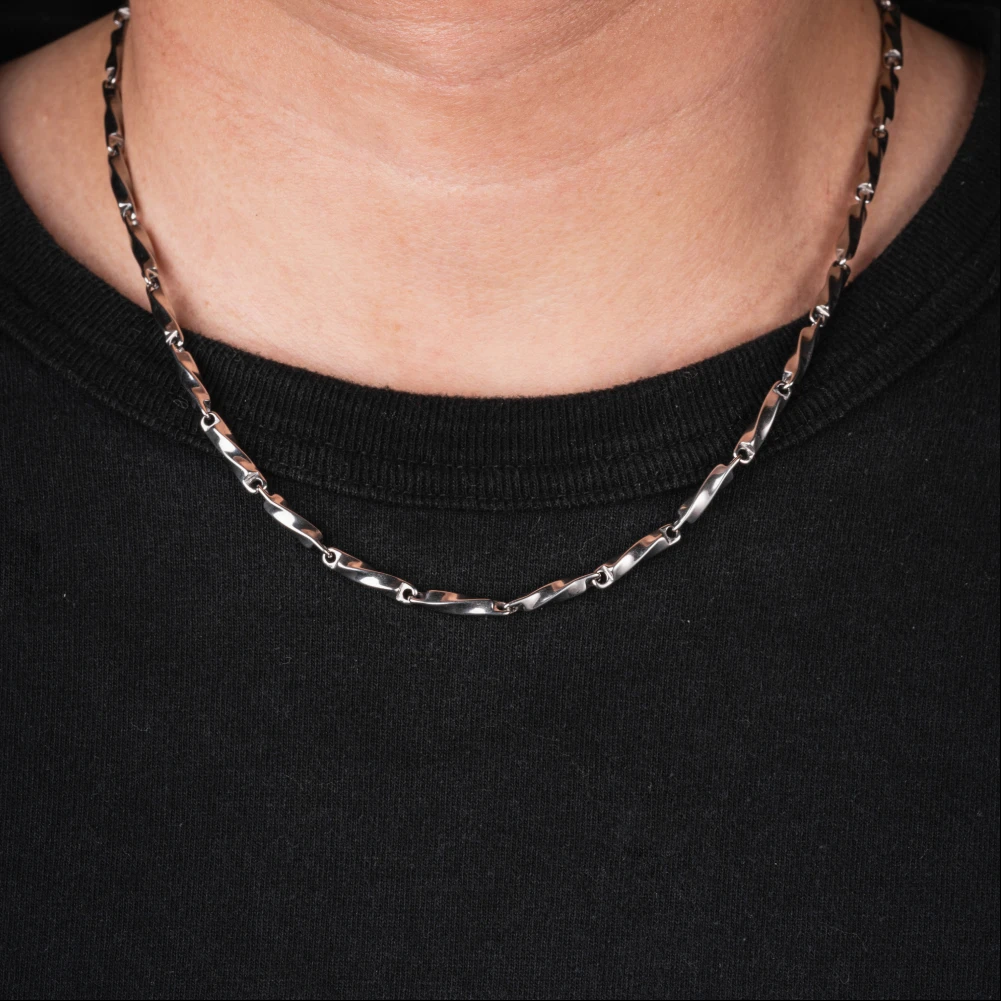 COPPERTIST.WU Mobius Chain Necklace for Men Women, Titanium Steel Adjustable Chain Necklace 40+5cm (Extension chain)