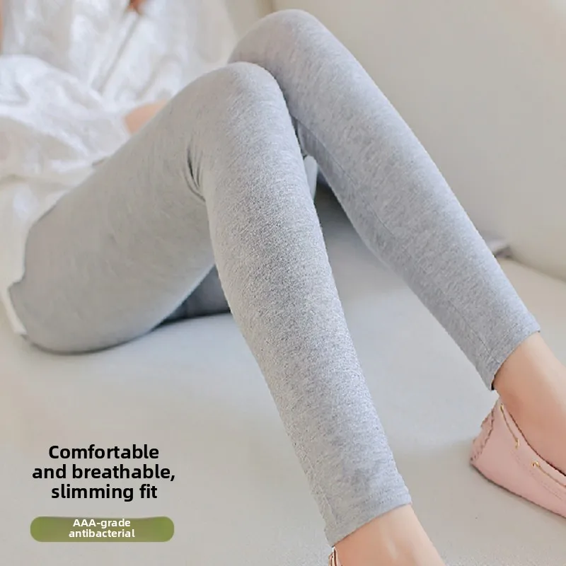 Slimming High-Waisted Nine-Length Pure Color Thin Women's Leggings Autumn Pants Modal Fiber 95% Polyurethane Elastic Fiber 5%