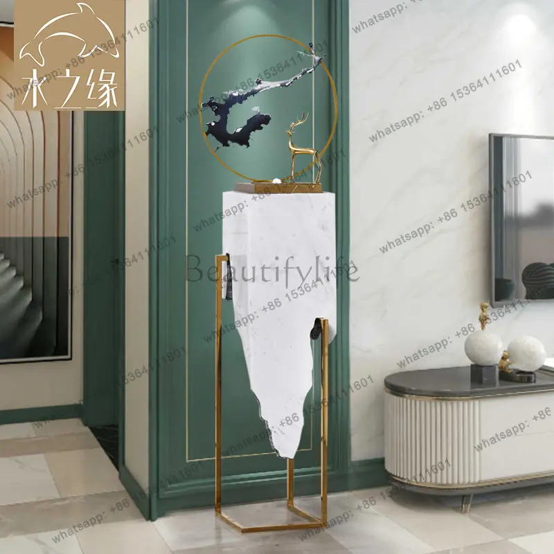 Living room ornaments, modern light luxury entrance, floor-to-ceiling running water fountain, creative interior home decoration