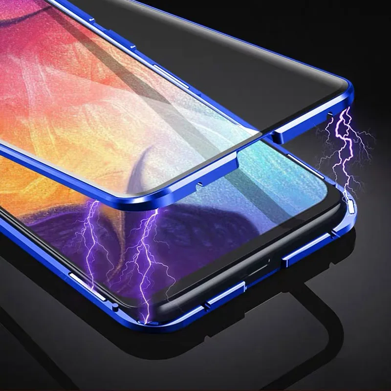 Dwustronna magnetyczna metalowa obudowa do Samsung Galaxy S24 S23 S22 S21 UItra S10 Plus do Note 8 9 20 A71 A12 A52 A32 Glass Cover — zdjęcie produktu 2