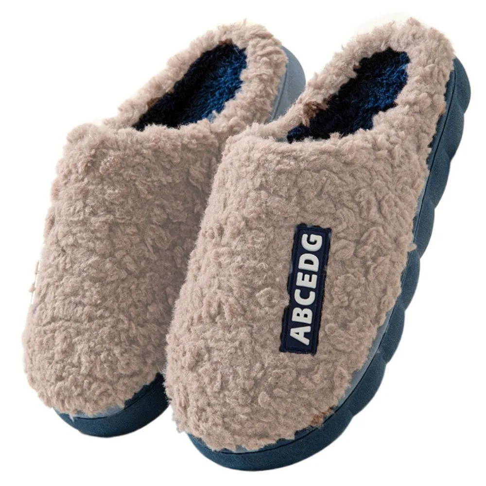 

Anti Slip Patchwork Warm Slippers Non-Slip Ins Letter Winter Indoor Slippers Homewear Shoes Casual Soft Home Slippers Gifts