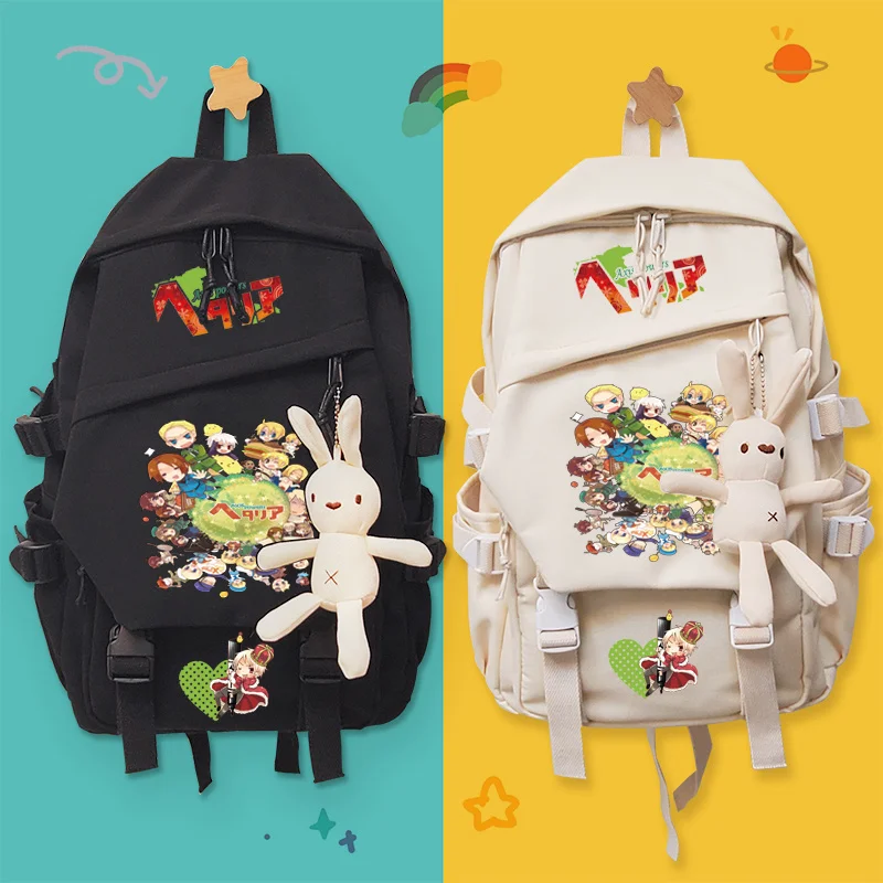 

Anime Axis Powers Backpack Cartoon Nylon Shoulder Bags Student Schoolbag Boys Girls Teenagers Bookbag