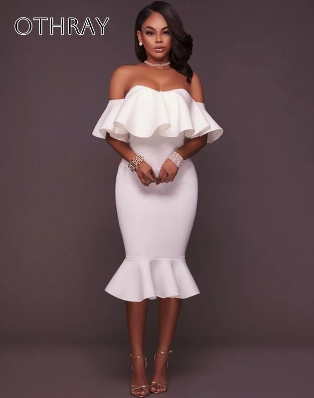 Sheath Ruffled Off ไหล่ Homecoming สั้นชาความยาวแขนกุดที่กําหนดเอง vestidos de fiesta