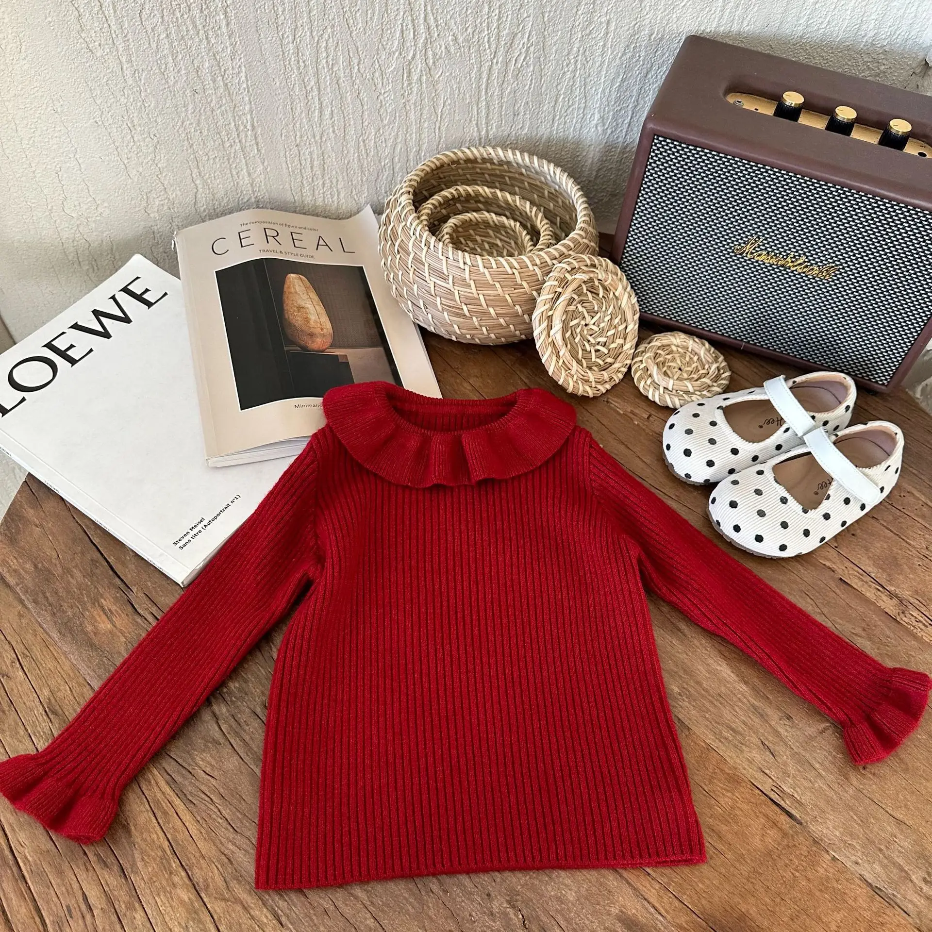 Children Clothes Girls Sweater 2024 Winter New Fashionable Korean Style Sweet All-match T Shirt Girls Soft Stretch Sweater image 4