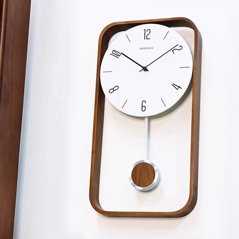 Luxury Solid Wood Sway Wall Clock Modern Creative Clocks Fashion Silent Number Wall Clock Living Room Bedroom Watch Room Decor