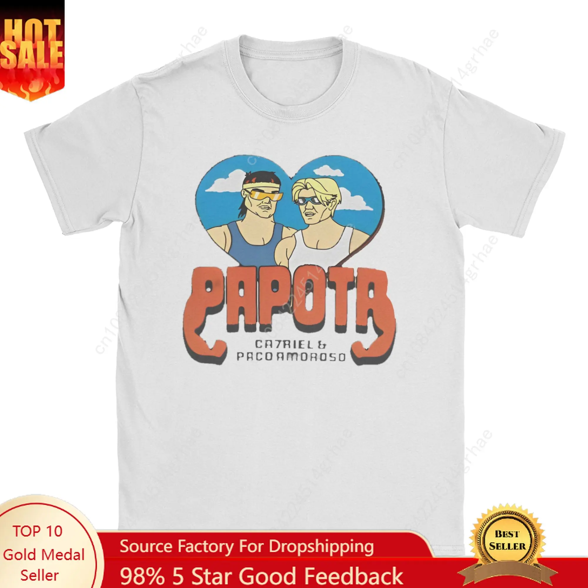 

CA7RIEL & Paco Amoroso Papota Tour T Shirts for Men 100% Cotton Vintage T-Shirts O Neck Tees Short Sleeve Clothing Plus Size