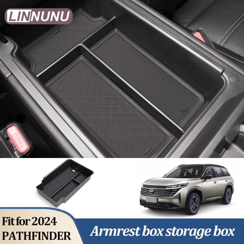 Linnunu Fit for 2024 Pathfinder Accesorios Para Auto Central control armrest storage box car interior decoration accessories armrest compartment partition storage box car interior supplies sorting and storage box