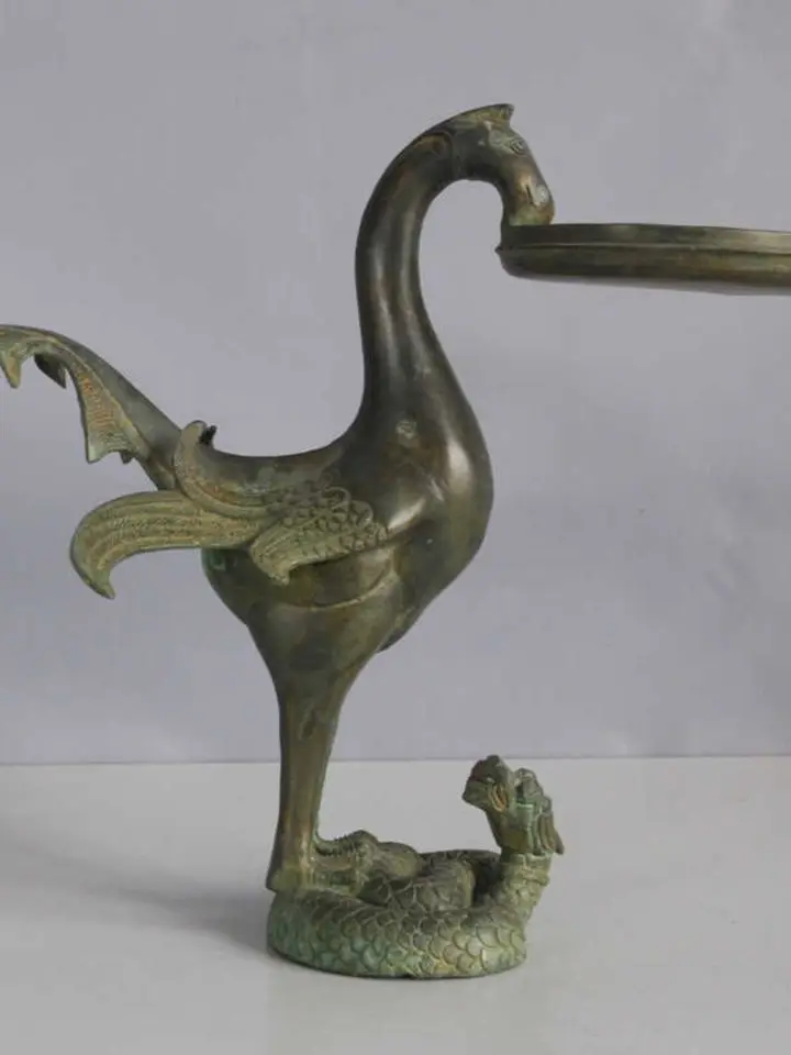 العتيقة البرونزية سوزاكو مصباح الفيلم والتلفزيون الدعائم الحلي الزخرفية مجموعة البرونز الرجعية