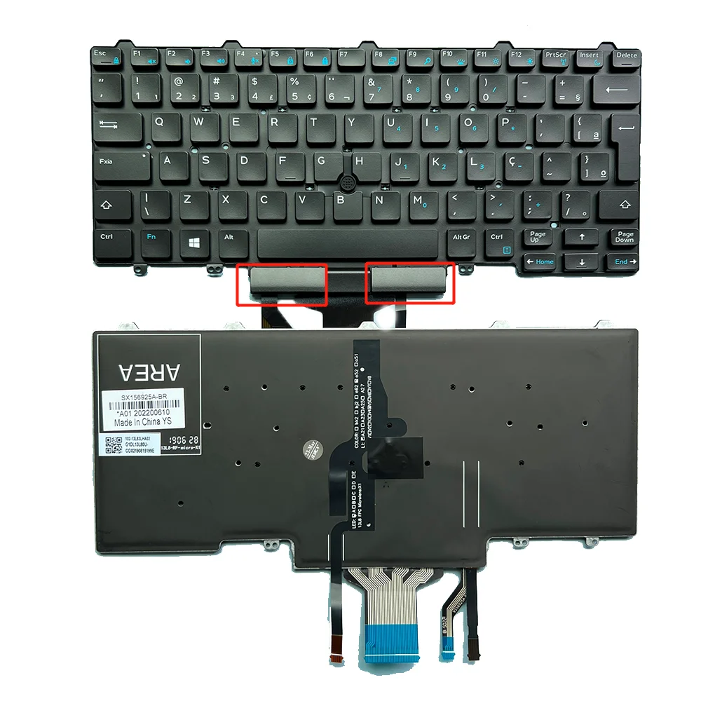 New US Brazil  Russian Keyboard For Dell Latitude E5450 E7450 E5470 E7470 E5480 E5490 02X4RD 0NY63M English BR  RU