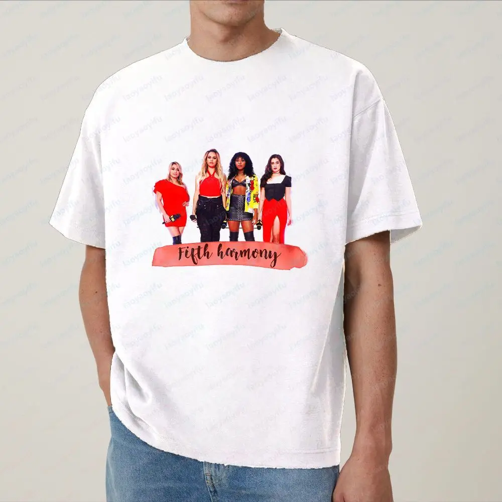 Fifth Harmony - Fun Crazy Neutral Classic Cotton Short-Sleeved T-Shirt for Both Men and Women (Suitable for All Ages) view 4