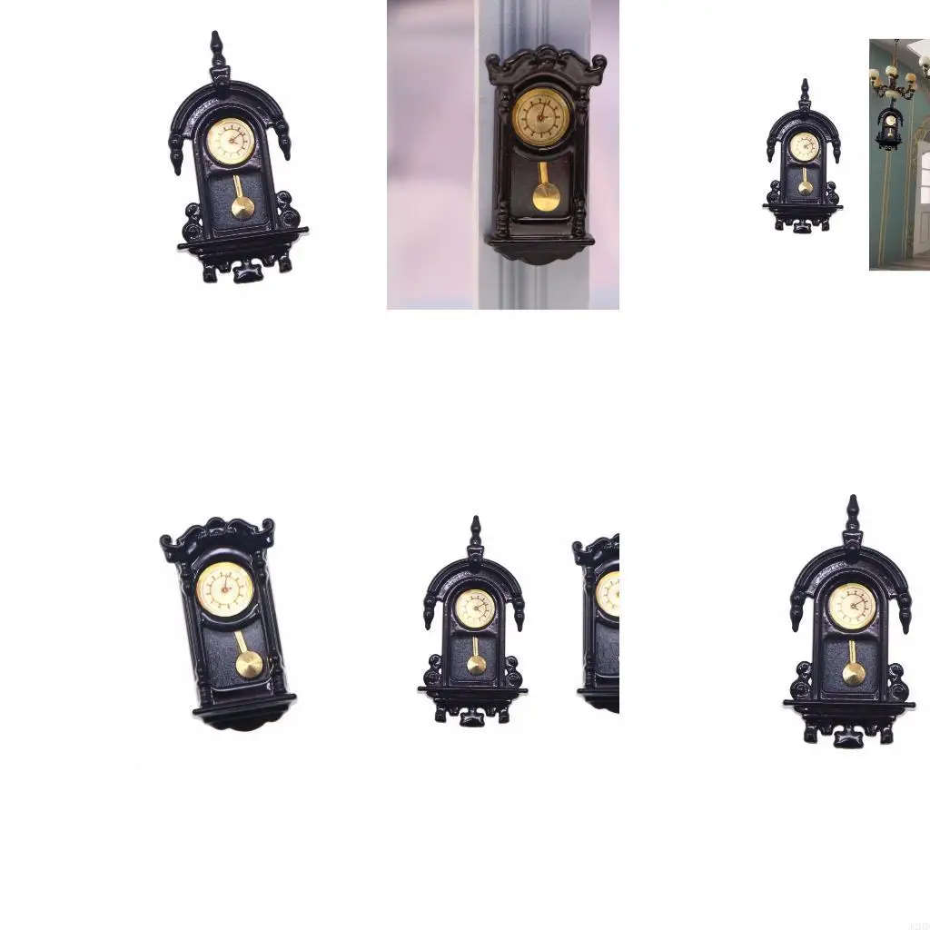 

J2HD Vintage design Mini Metal Wall Clock With Moving Hands For Doll house Furniture And Miniature Model Displays