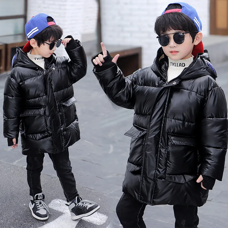 Boys Down Coat Jacket Cotton Outerwear Windbreak 2023 Black Thicken Velvet Winter Warm Children\'s Clothing -10 Degrees Below Zer