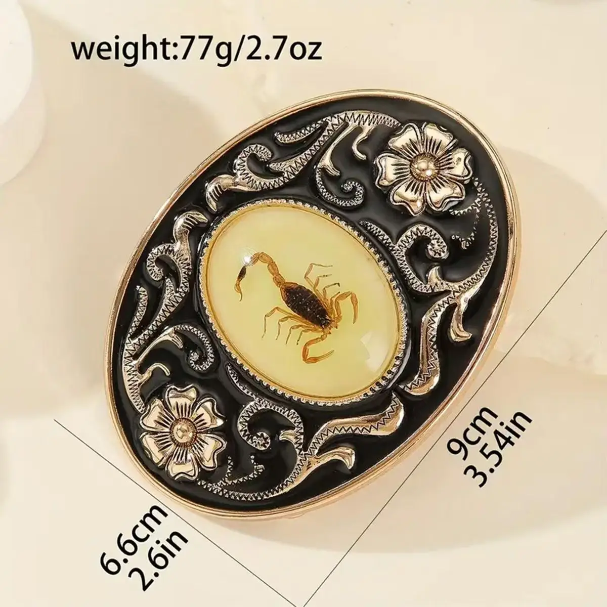 Men's belt buckle high-end amber scorpion specimen belt buckle fashionable smooth buckle