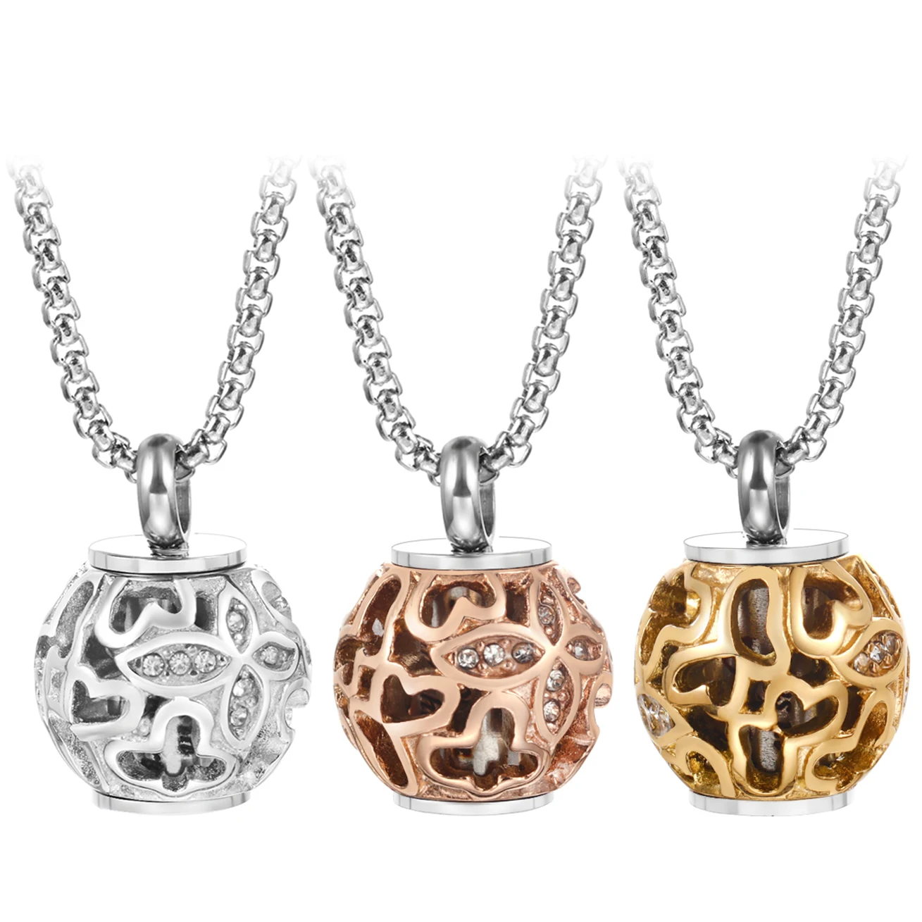 

Rhinestones Spiral Open Urn Necklaces Stainless Steel Ashes Container Storage Locket Cremation Jewelry Memorial Pendant Keepsake