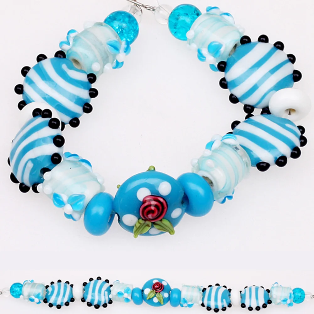 Cheap!!6PCS/LOT Mixed Style Pure Handmade Lampwork Glass Beads For Crafts Charm Bracelets/Earring/Necklace DIY Jewelry Making