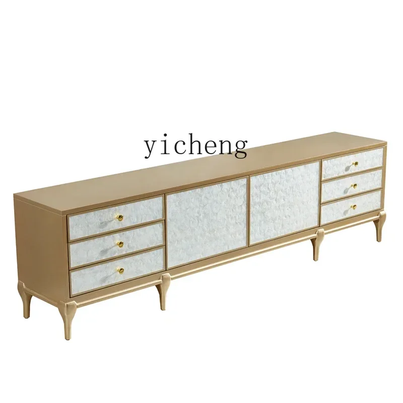 neoclassical shell TV cabinet decorative cabinet storage TV cabinet coffee table combination