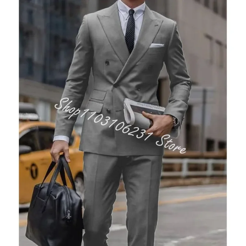 2 Piece Men\'s Wedding Suit Fashion Male Slim Business Office Suit Men Blazer Pants Male Tuxedos For Groom Wedding Costume Homme