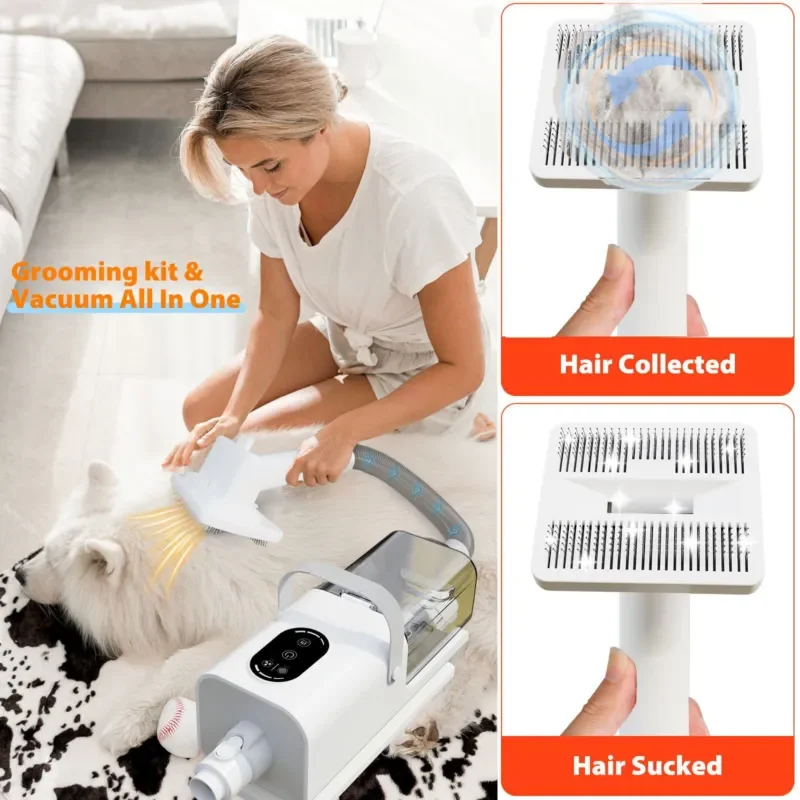 Pet Dog Grooming Vacuum Cleaner Hair Dryer Trimmer Clipper Shaving Machine Low Noise Suction Blow Function for Home Use