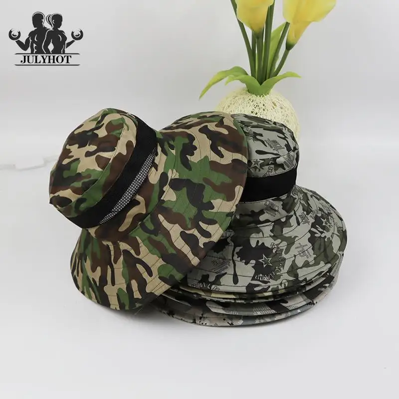 Tactical Camouflage Bucket Hats Men Women Summer Sunproof Breathable Camping, Fishing, Hiking, Military Exercise Cap Hat